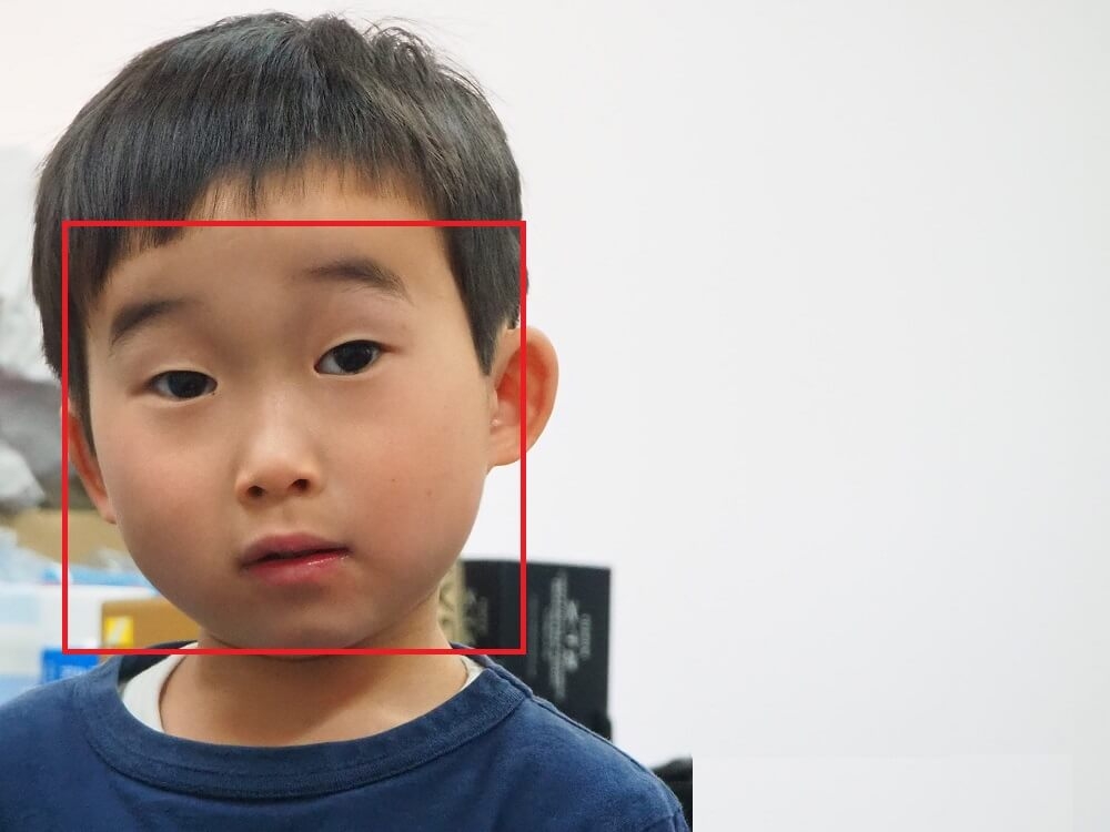 子供の顔にピントを合わせる写真