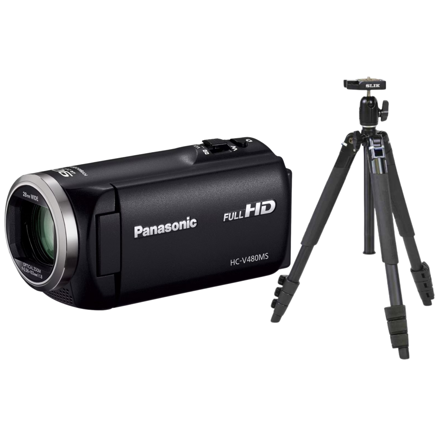 ほぼ新品 HC-V480MS ビデオカメラ 箱 三脚 カメラケース付き Panasonic（パナソニック）HC-V480MS ビデオカメラ＋三脚セット
